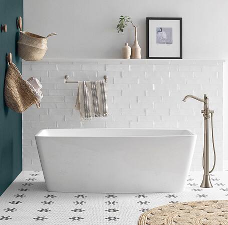 Robinet de baignoire Belfield 2oclock à une poignée avec douche à main, Nickel brossé